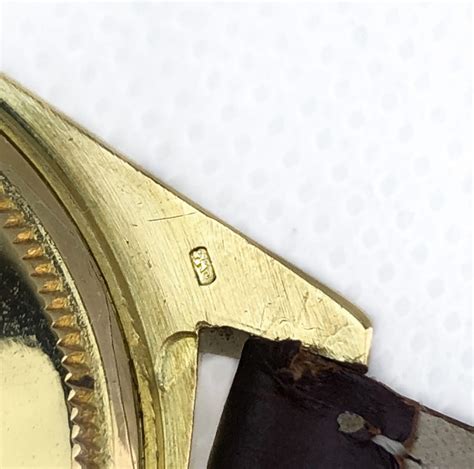 18k stamp on back of rolex|Rolex gold hallmarks.